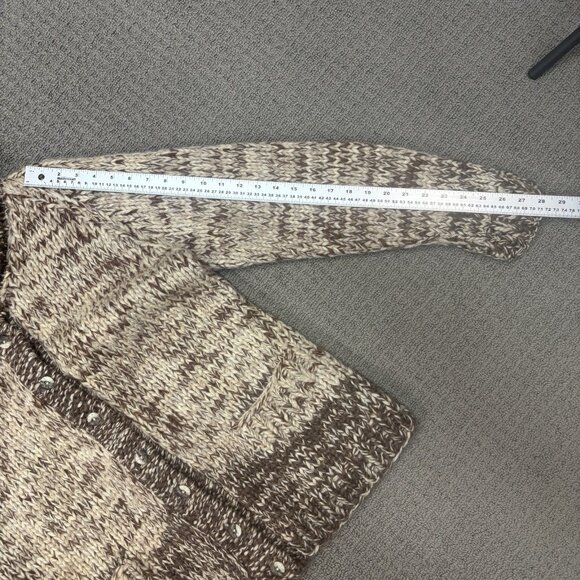 Vintage Handmade Sweater Medium Chunky Knit Button Up Collar Pocket Jumper Heavy - Picture 5 of 11